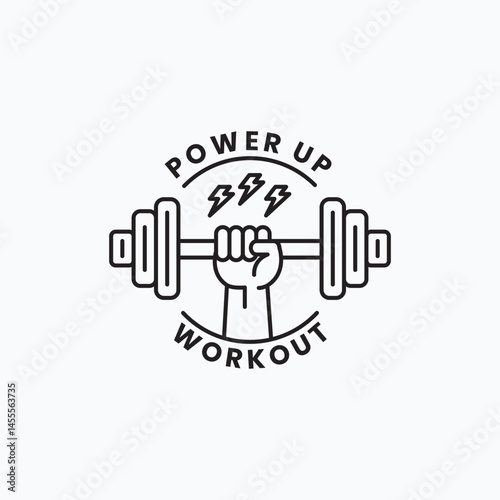 Minimalist Workout Logo – Hand Holding Dumbbell Line Art for Gym and Fitness