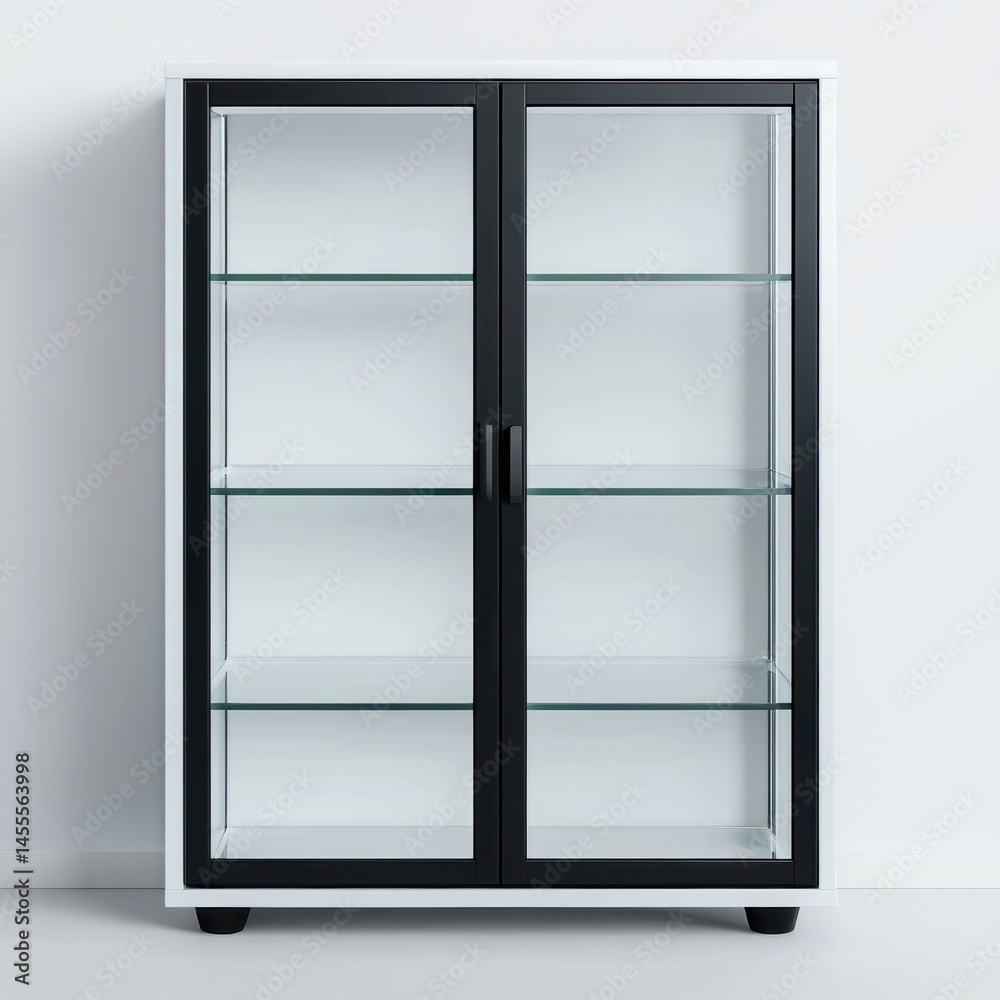 Modern Glass Display Cabinet in Elegant Black and White Design