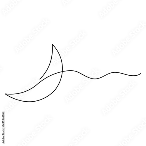 The moon one line art on a white artboard looks clean and peaceful