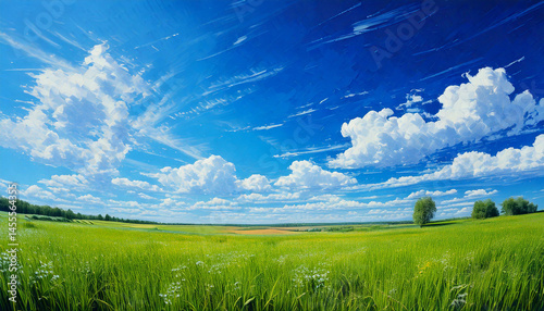 Wallpaper Mural 青空　草原　生成AI　背景　 Torontodigital.ca