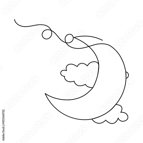 The moon one line art on a white artboard looks clean and peaceful