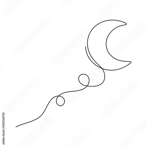The moon one line art on a white artboard looks clean and peaceful