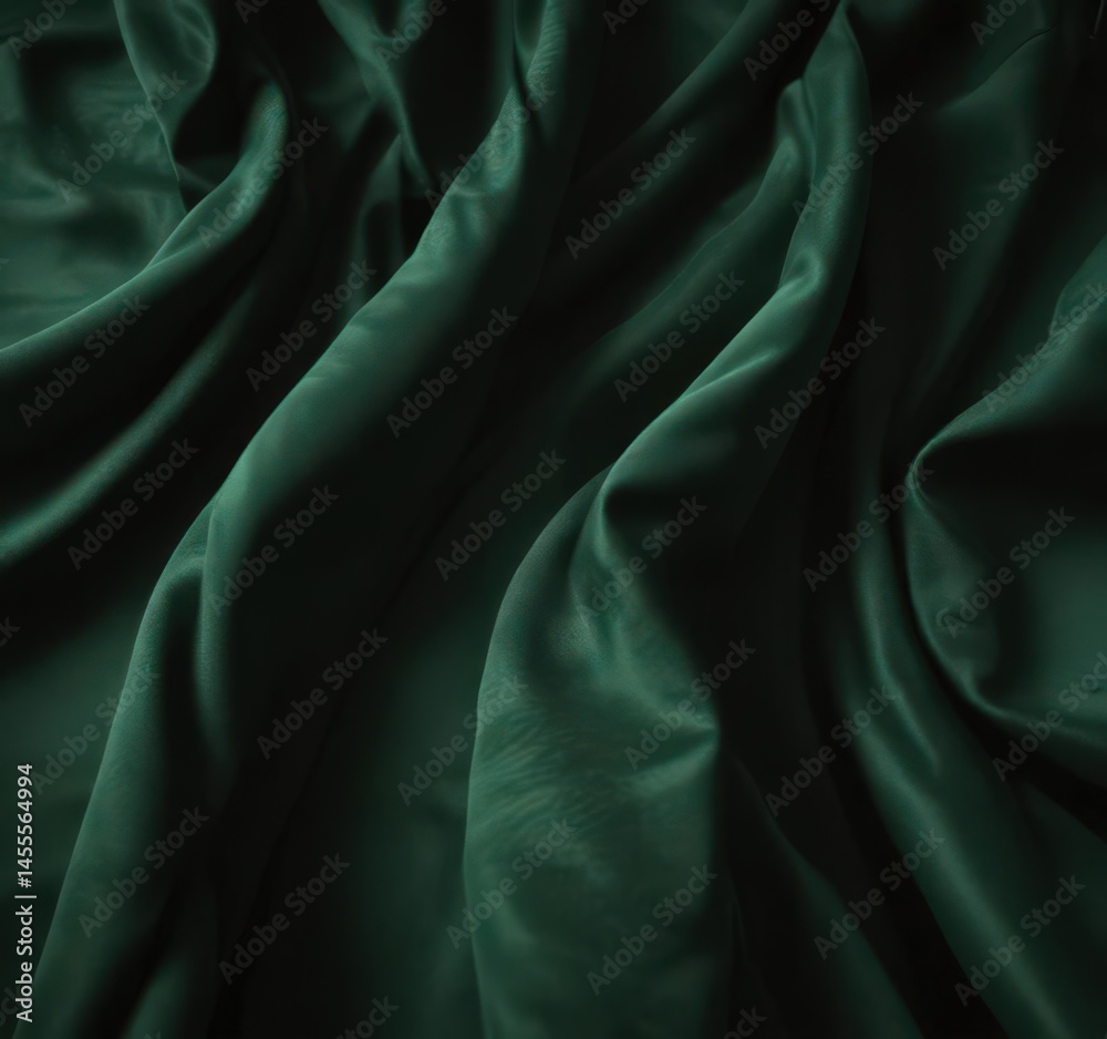 Obraz premium Dark green velvet, extravagant folds, luxurious sheen, premium quality detail, satin, premium