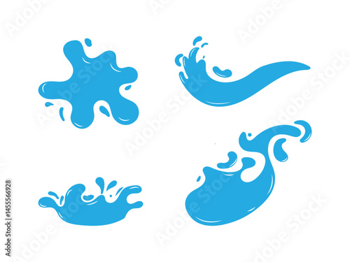 Water splashes. Fluid flow. Icon elements for advertising water delivery. Blue water. Vector illustration