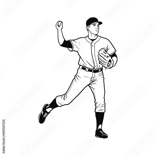Vector Baseball Player Throwing Ball.
