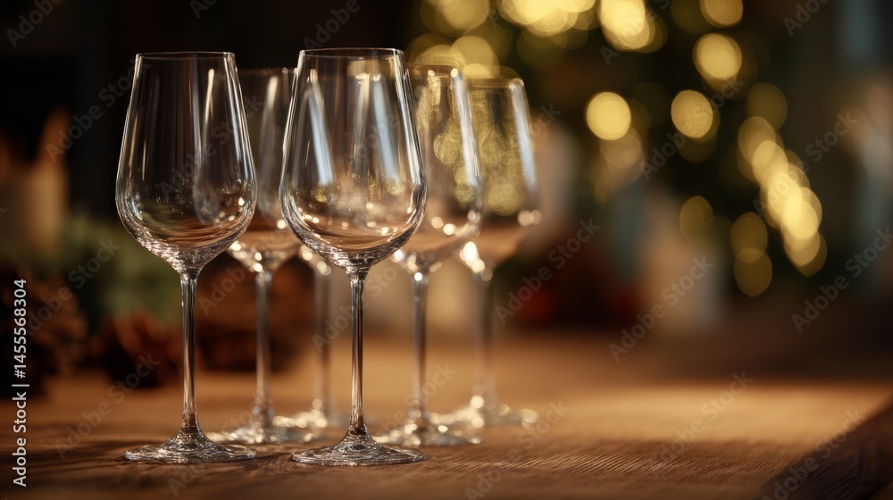A row of wine glasses on a wooden table, celebrating warmth and togetherness
A row of wine glasses on a wooden table, celebrating warmth and togetherness
