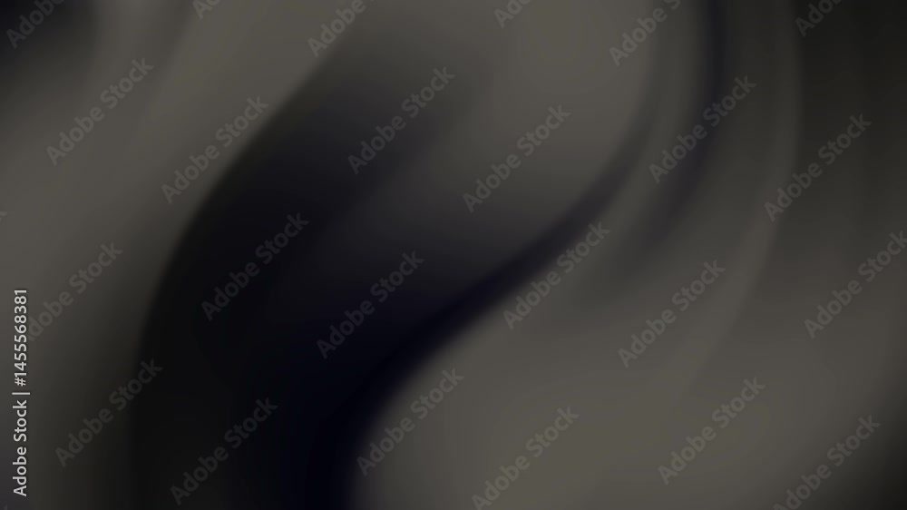 Delicate flowing waves of black and gray colors blend smoothly to form a serene gradient background. Abstract design concept