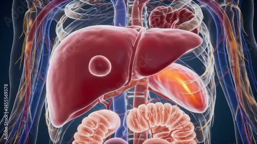 Explore the structure and function of the human liver in detailed anatomical animation