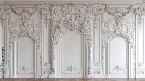 Ornate, detailed plaster wall panels in a classic style.