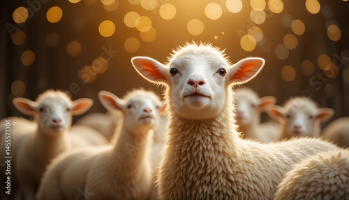 Eid al-Adha celebration with Islamic symbols and sacrificial lamb