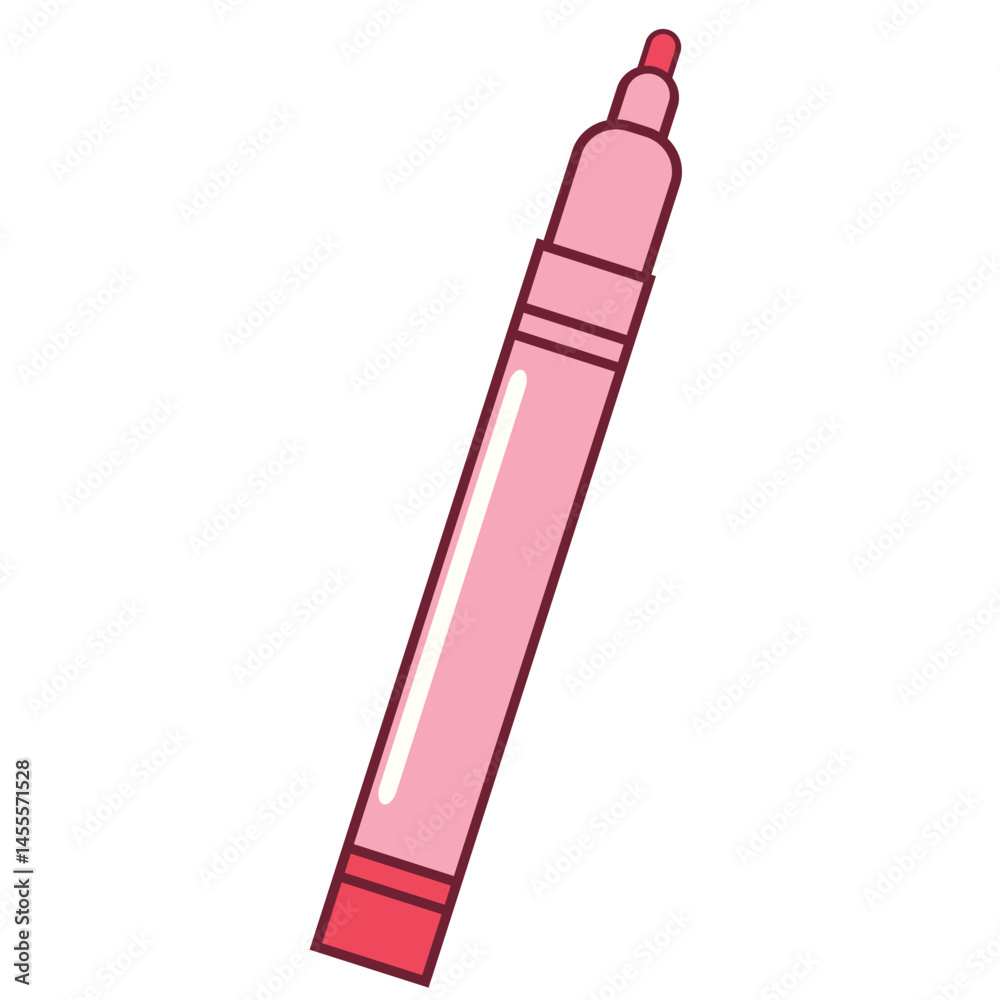 A pink marker with a red tip and cap, designed for writing and drawing, ideal for school, office, and art projects. A pink marker with a red tip and cap, designed for writing and drawing, ideal for school, office, and art projects.