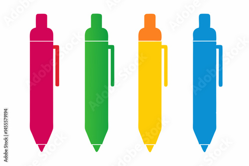 set of Pen icon vector silhouette illustration isolated on white background