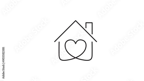 House with heart shape icon , love home symbol, Home  with heart shape icon , home house love heart favorite icon  on white background stay home 