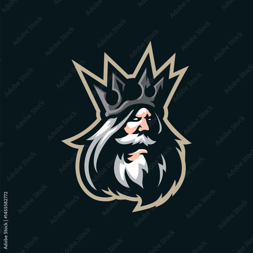 Fototapeta premium King mascot logo design vector with concept style for badge, emblem and t shirt printing. King head illustration.