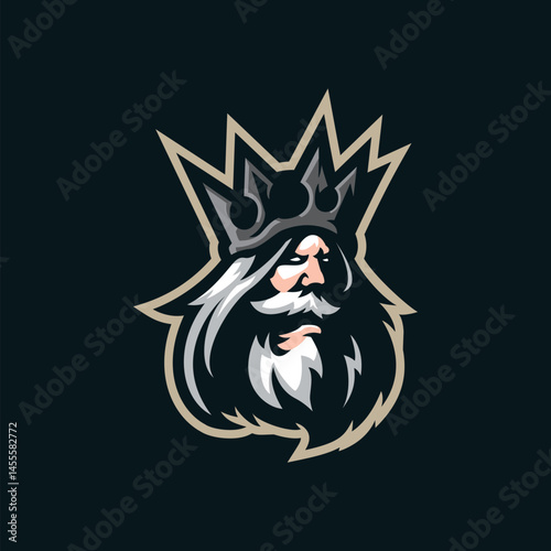 King mascot logo design vector with concept style for badge, emblem and t shirt printing. King head illustration.