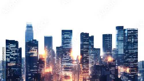 Night Cityscape Illuminated Skyscrapers Modern Architecture Urban Landscape 