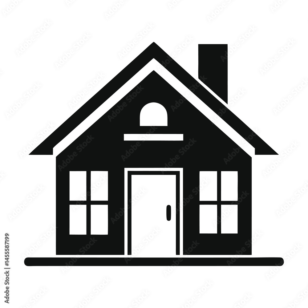 Minimalist House Silhouette Icon – Flat Vector Design Isolated on White Background Minimalist House Silhouette Icon – Flat Vector Design Isolated on White Background