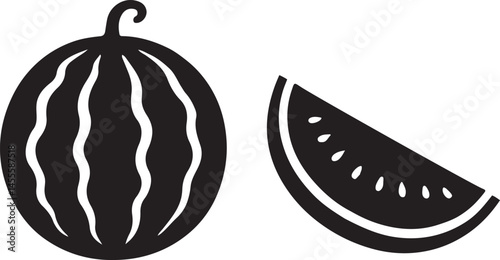 Watermelon fruit clipart icon vector on white background.