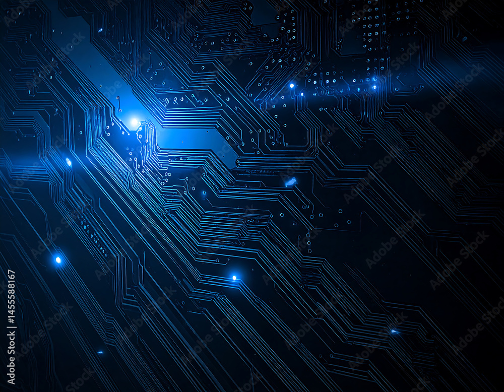 Obraz premium Circuit Board's Electric Dance: A Glimpse into the Digital Heart
