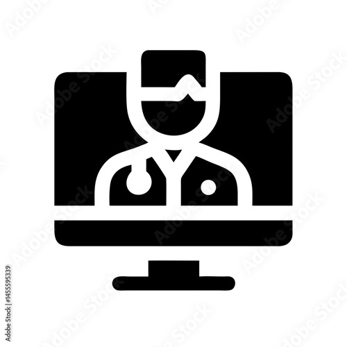 Doctor on Screen Telehealth Icon Design