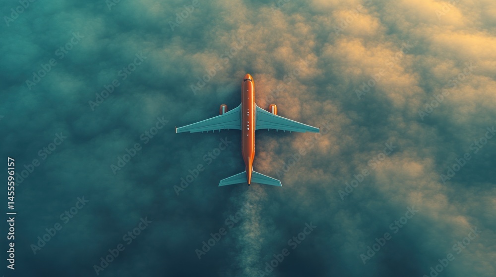 Naklejka premium Airplane soaring through clouds (2)