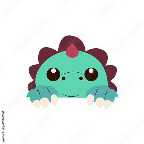 Cute Cartoon Dinosaur Peeking Illustration