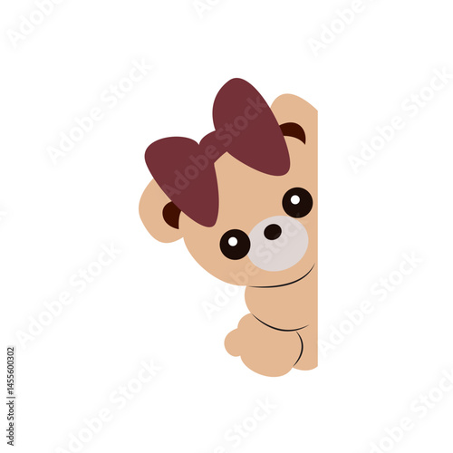 Cute Cartoon Bear Peeking Corner