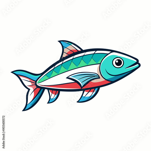 neon tetra fish on a white background