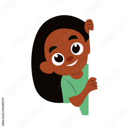 Happy Child Peeking Corner Illustration