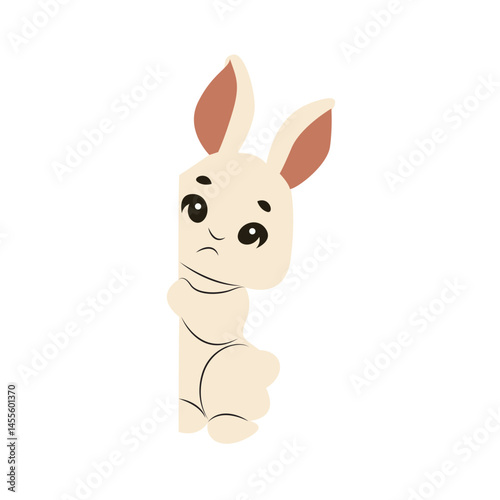 Cute Bunny Hiding Behind Corner
