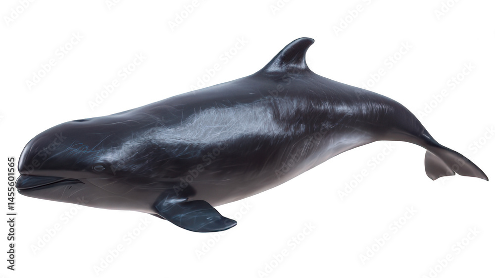 Naklejka premium Detailed False Killer Whale Close-Up on White Transparent Background