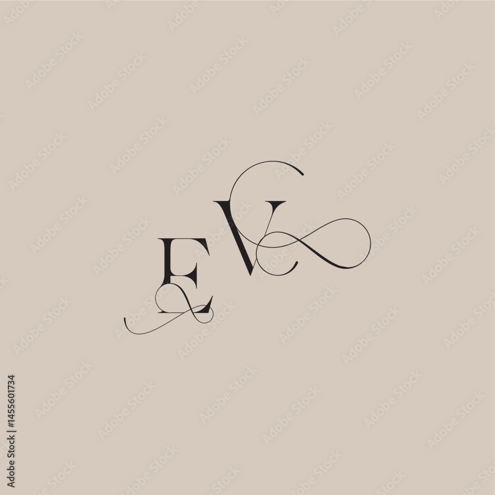 beautiful initial EV line and bold mix concept wedding serif monogram logo letter beautiful initial EV line and bold mix concept wedding serif monogram logo letter