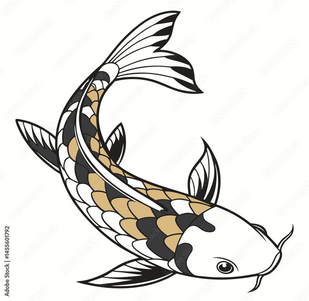 Fototapeta premium Elegant Koi Carp with Floral Scale Pattern