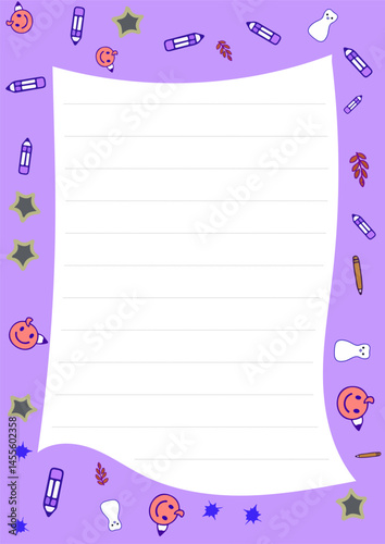Lavender page filled with creative doodle patterns