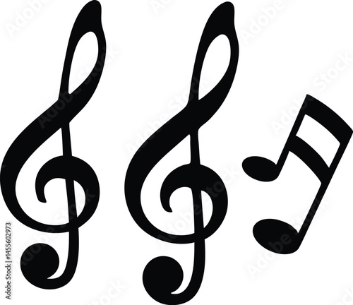 Musical notes and songs silhouette vector, Music note icon