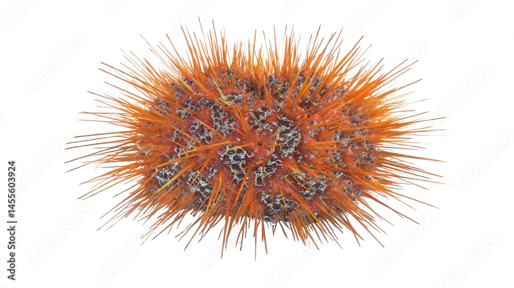 Fototapeta premium Detailed Sea Urchin Close-Up on White Transparent Background