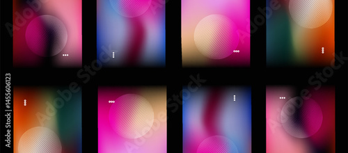 Blue pink purple blurred gradient background with aurora shape and light texture on black background. Modern blue blur grainy technology background