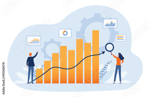business people analytics research and monitoring on business graph concept and business finance investment success concept
