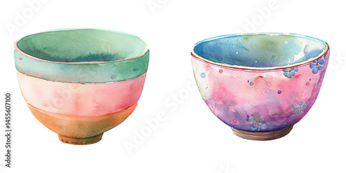 cute bowl watercolor vector illustration
