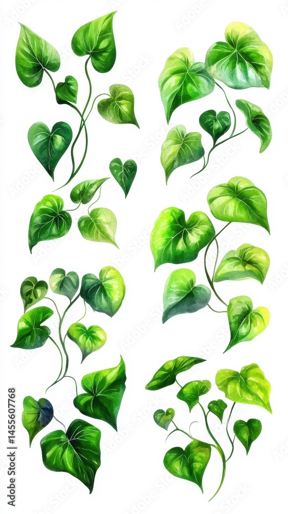 Fototapeta premium Watercolor Tropical Leaves Illustration on White Background for Nature Inspired Designs