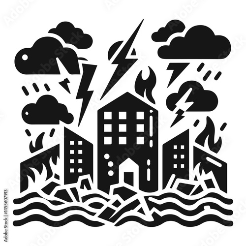 black city disaster scene clip art preview
