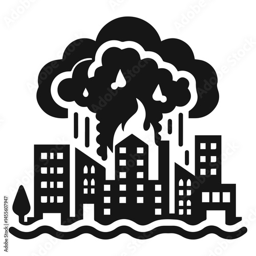 black city fire disaster clip art preview