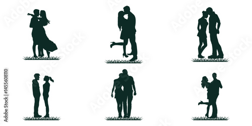 Romantic Couple Silhouettes Collection Love Poses Graphics Design