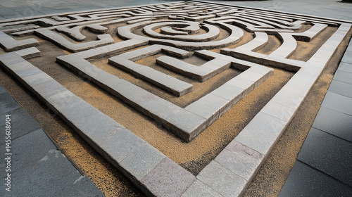 Intricate Stone Maze on Pavement
