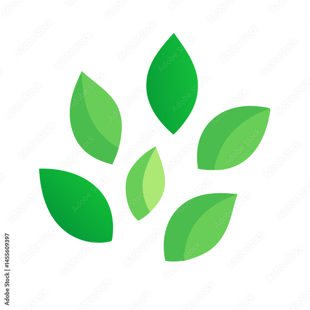 Naklejka premium Green Leaf Shapes Nature Icon Design