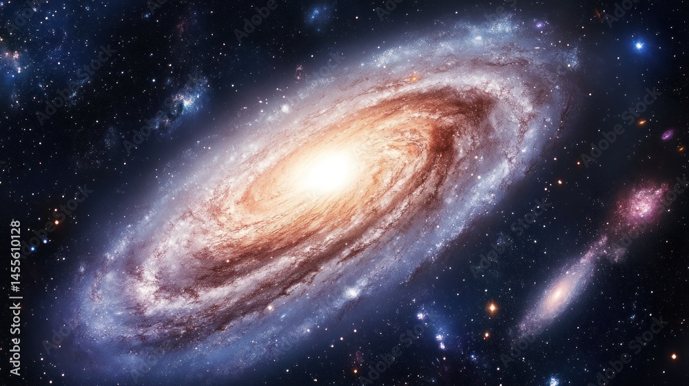 Obraz premium Cosmic Spiral Galaxy: A Celestial Tapestry of Stars and Nebulae