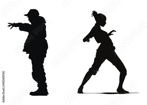 Dynamic Dance Silhouettes Man Woman Hip Hop Poses