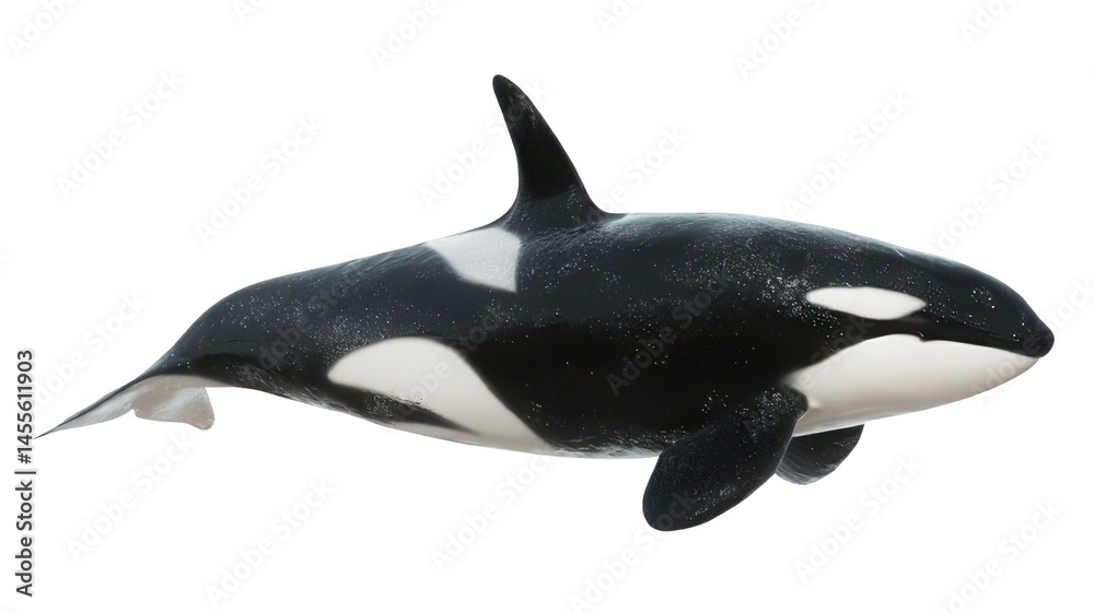 Naklejka premium Realistic Orca Isolated on White Transparent Background