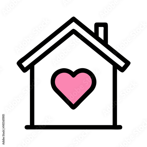 House with Heart Symbol Icon Design