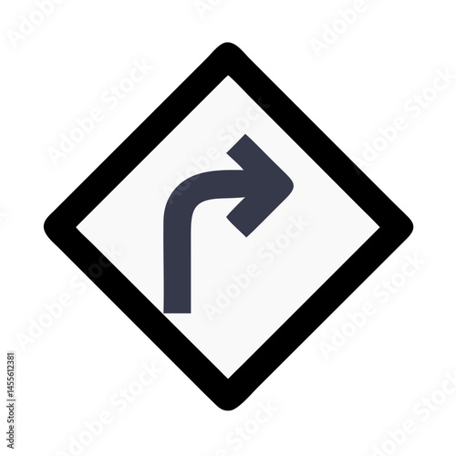 Left Curve Road Sign Icon Design